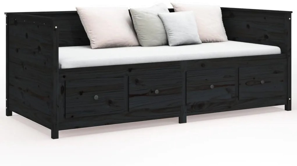 Dormeuse Nera 75x190 cm in Legno Massello di Pino