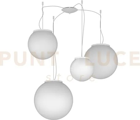 Mars sospensione spostabile vetro bianco d.20+25+30+35 cm 4 luci at...