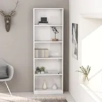 Libreria a 5 Ripiani Bianco Lucido 60x24x175 cm in Truciolato cod mxl 12204