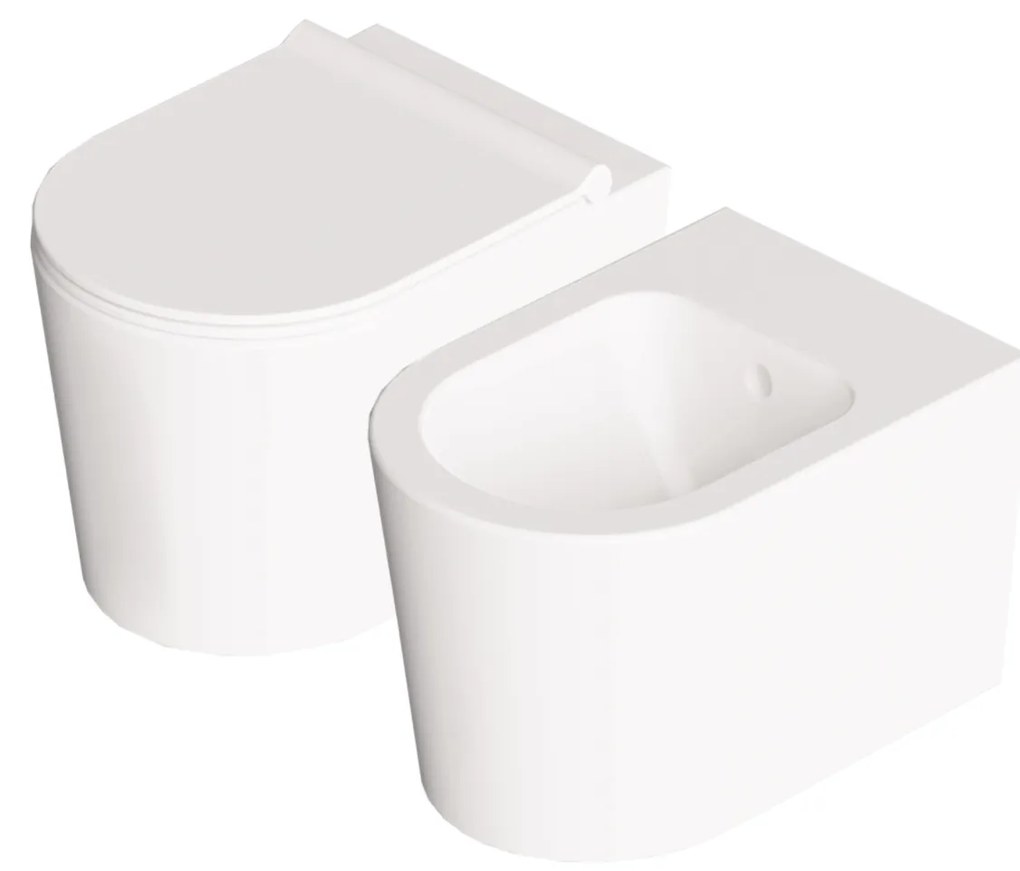 Coppia Di Sanitari Sospesi Senza Brida Alice Ceramica "Form" Bianco Lucido