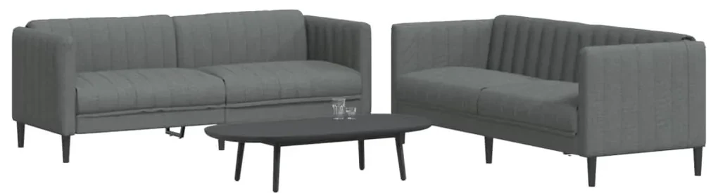 Set di divani 2 pz grigio scuro in tessuto