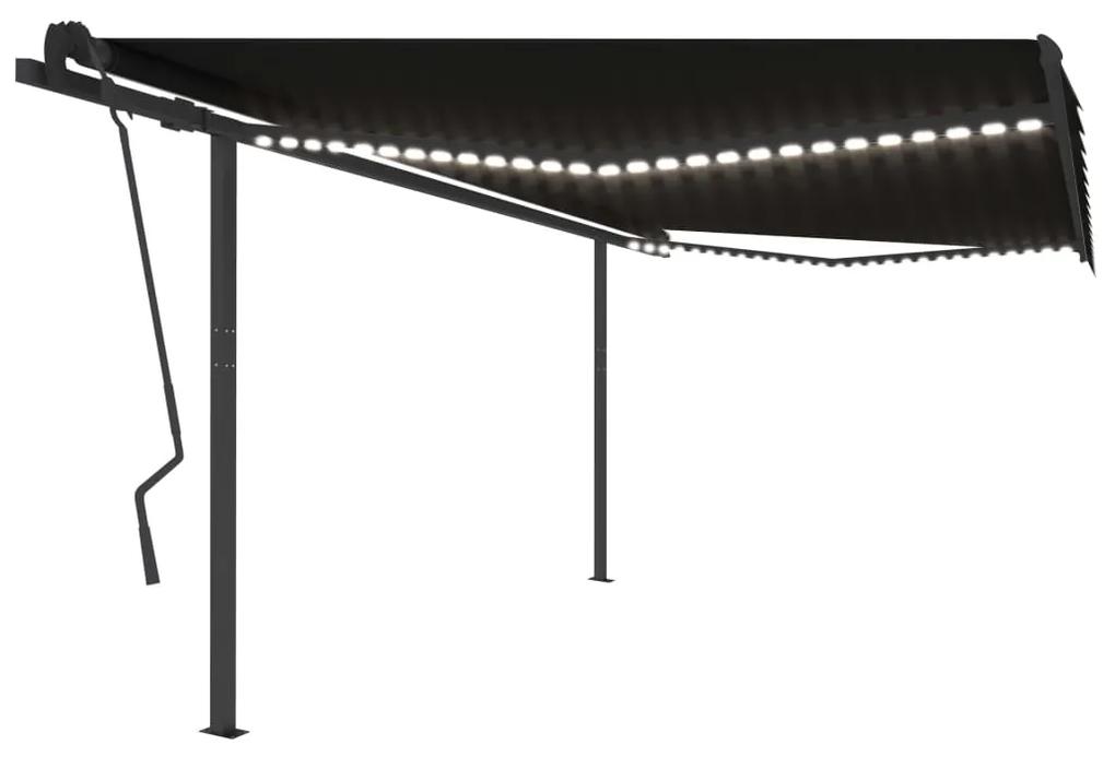 Tenda da Sole Retrattile Manuale con LED 4,5x3,5 m Antracite