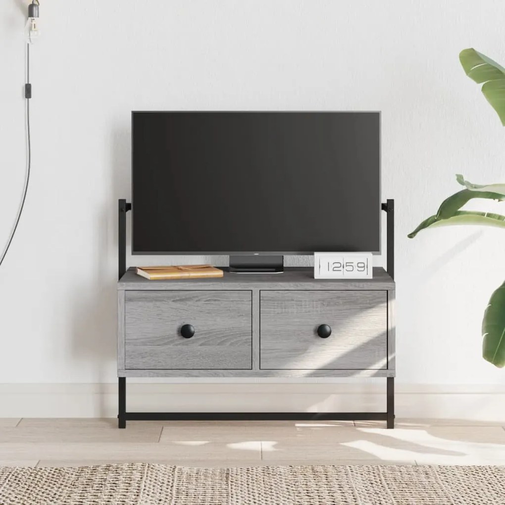 Mobile tv a muro grigio sonoma 60,5x30x51 cm legno multistrato