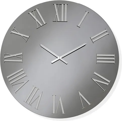 Orologio rotondo D80 cm in cristallo Fumč e numeri Argento - TIWAR