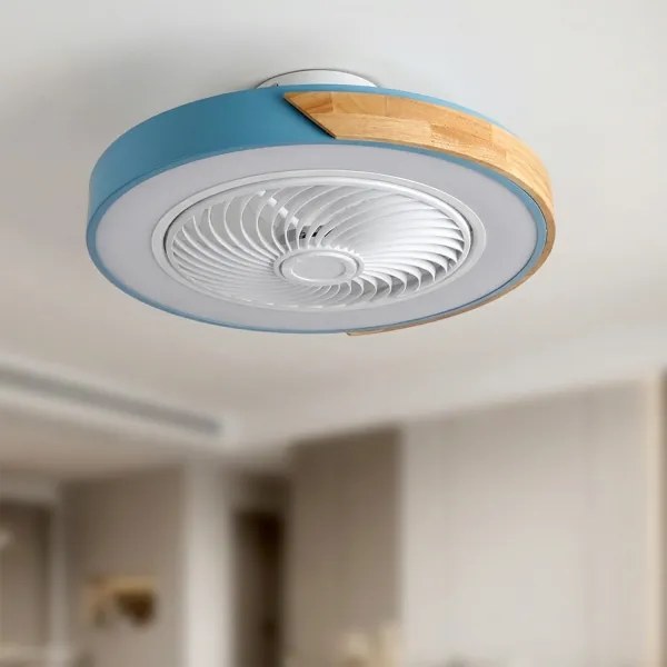Brilagi - Lampada LED dimmerabile con ventilatore LED/38W/230V 50 cm blu/rovere + telecomando