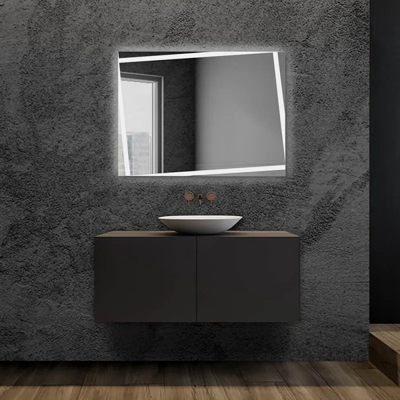 Specchio bagno LED 90x70cm reversibile completo di fasce luminose