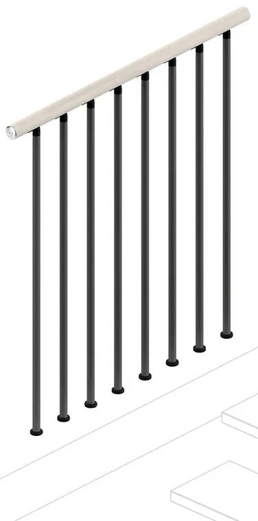 Balaustra in kit IRIS Superiore in acciaio e legno grigio e bianco L 102 cm