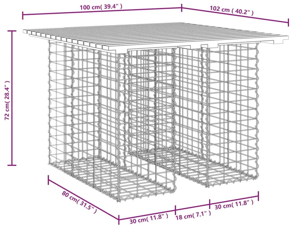 Panca da Giardino Design Gabbione 100x102x72 cm Pino Impregnato