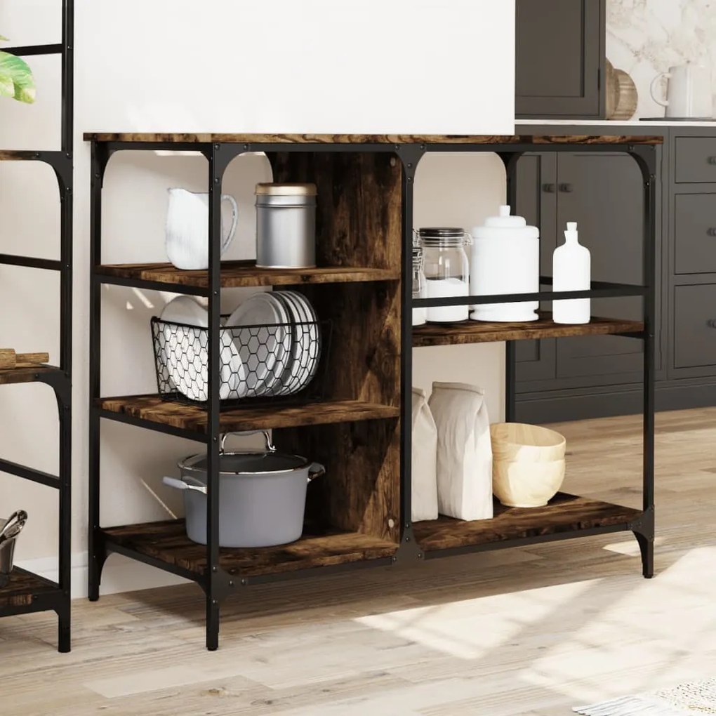 Carrello da cucina rovere fumo 100x45x89,5 cm legno multistrato