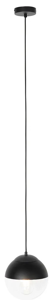 Lampada a sospensione retrò nera con vetro trasparente 20 cm - Eclipse