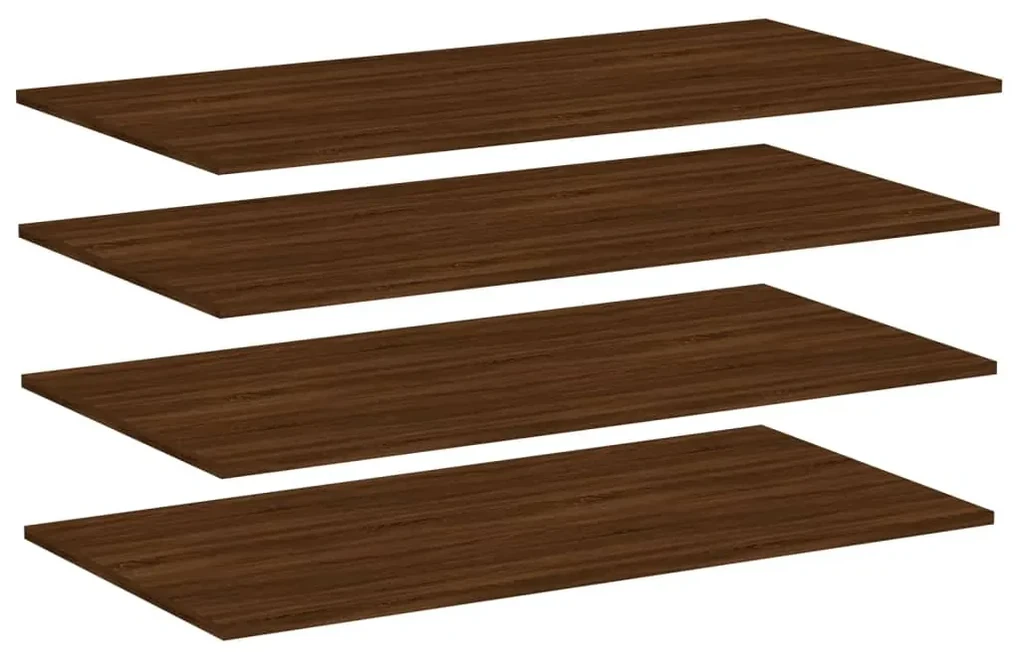 Mensole parete 4pz rovere marrone 100x50x1,5 legno multistrato
