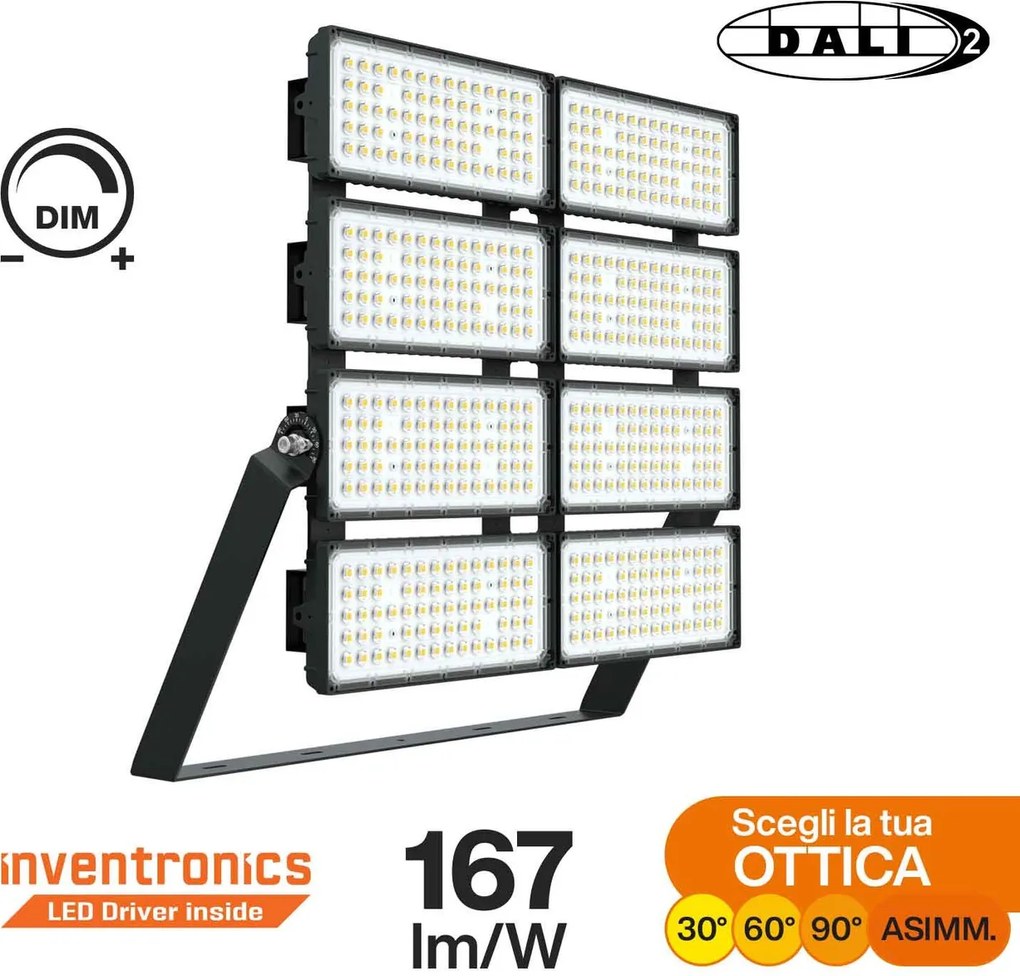 Faro Modulare LED 1.600W IP66 167lm/W Dimmerabile DALI - INVENTRONICS Colore Bianco Freddo 5.000K