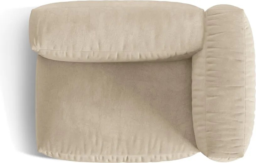 Parte divano componibile beige (con penisola a destra) con rivestimento in velluto Martina – Micadoni