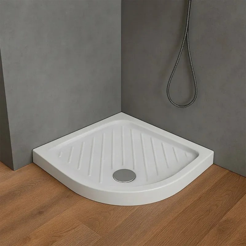 Piatto doccia 80x80 semicircolare in ceramica bianco Dolomite Gemma