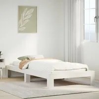 Letto senza Materasso Bianco 75x190 in Legno Massello di Pino 855341