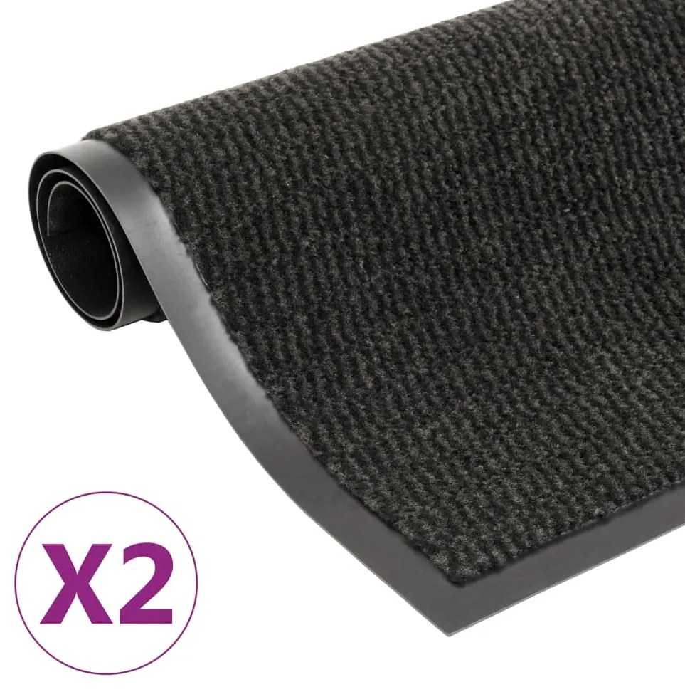 Tappeti Antipolvere 2 Pz Rettangolari Trapuntati 80x120 Cm Neri /