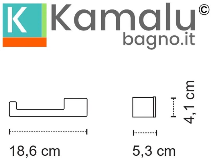 Kamalu - porta rotolo gancio a destra in acciaio inox finitura bianca opaca | nuevo-b