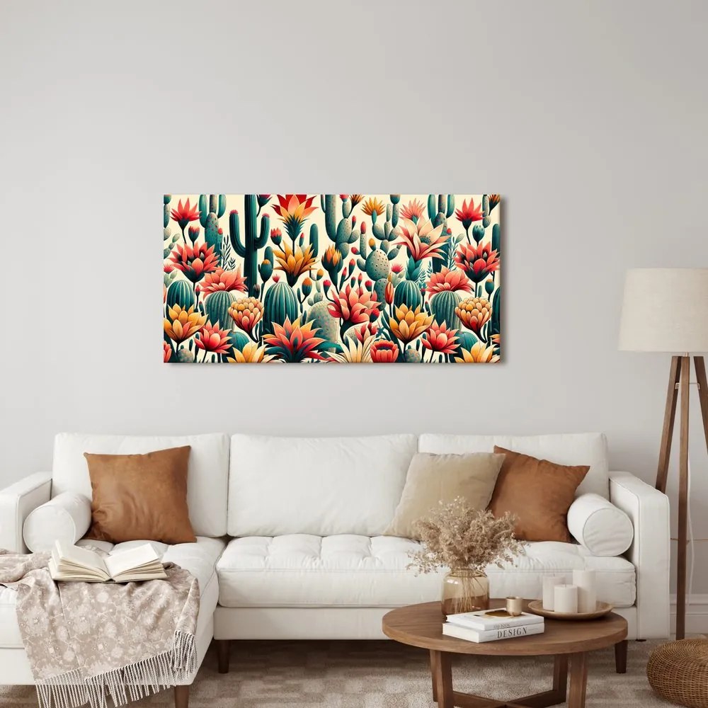 Quadro su tela – Fiori e cactus nel deserto