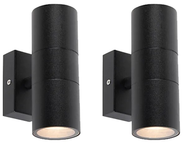 Set di 2 applique da esterno nere IP44 - Duo