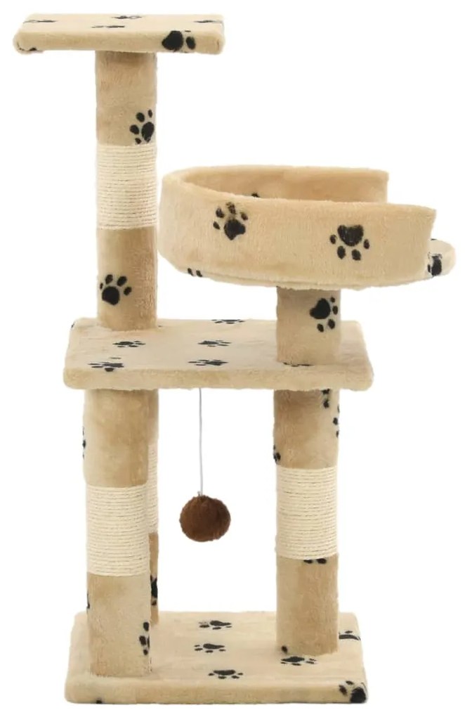 Albero per gatti tiragraffi in sisal 65 cm zampe stampate beige