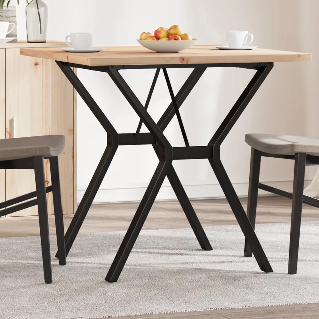 Tavolo Da Pranzo Telaio A Y 80x80x75,5 Cm Legno Pino E Acciaio /
