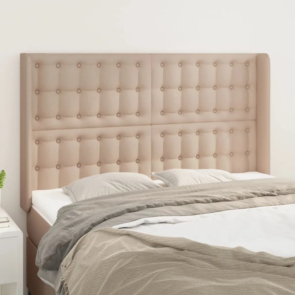 Testiera Ad Orecchio Cappuccino 147x16x118/128 Cm İn Similpelle /