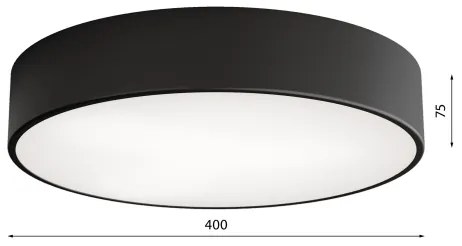 Plafoniera da soffitto per bagno con sensore CLEO, 3xE27/24W/230V, Ø 40 cm, nera, IP54