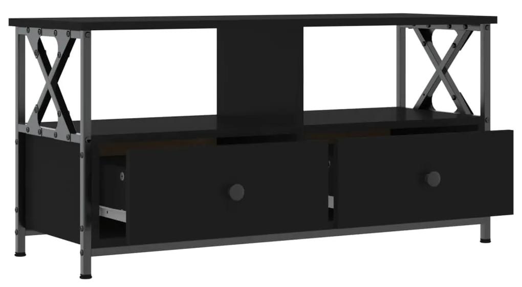 Mobile Porta TV Nero 90x33x45 cm in Legno Multistrato e Ferro