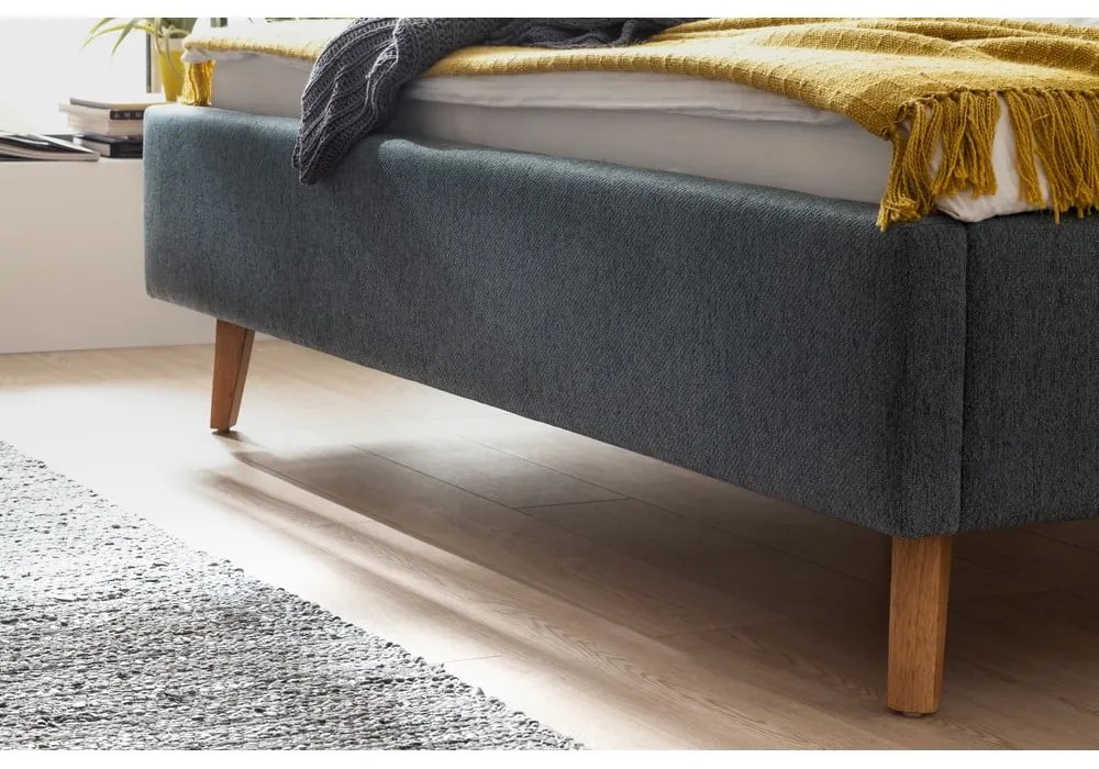 Letto matrimoniale imbottito verde/blu con contenitore con rete inclusa 160x200 cm Frieda – Meise Möbel