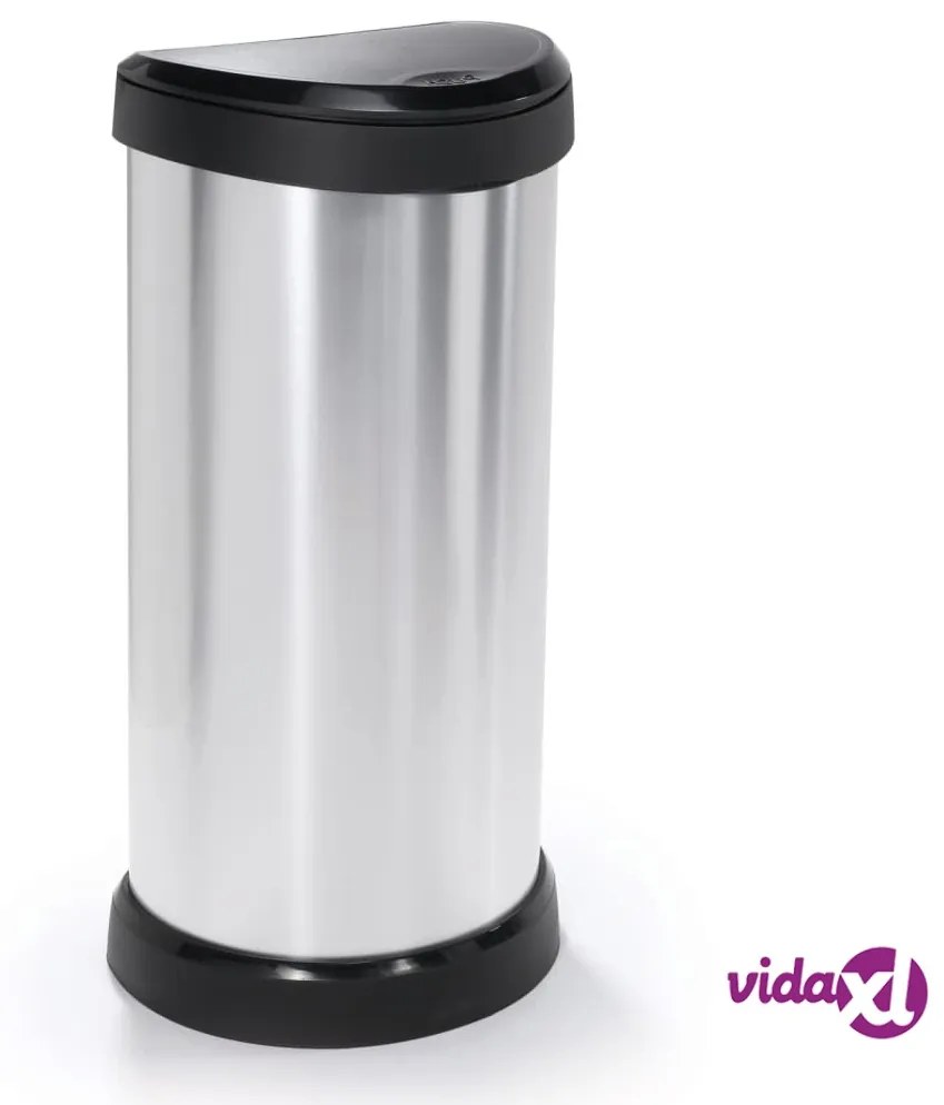 Curver Pattumiera a Pedale Deco Ovale 40 L Argento