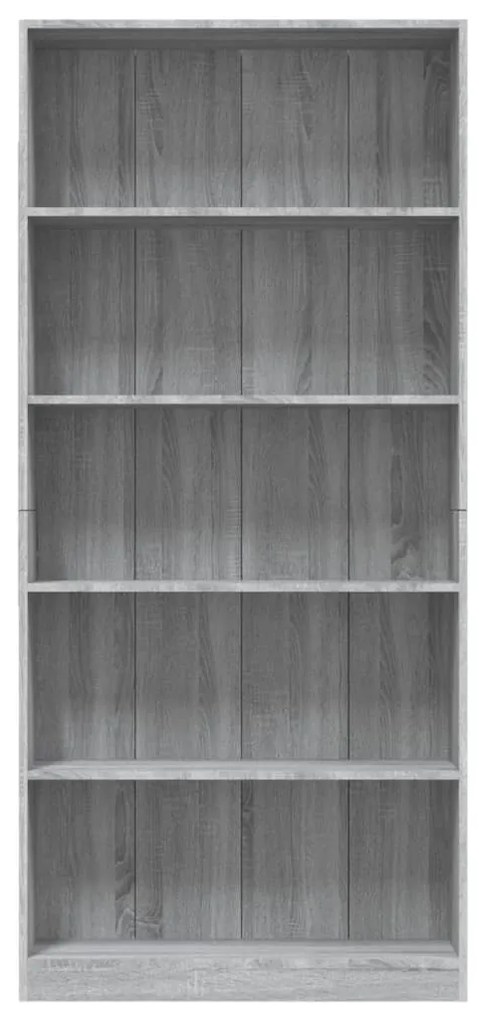 Libreria 5 Ripiani Grigio Sonoma 80x24x175 cm Legno Multistrato