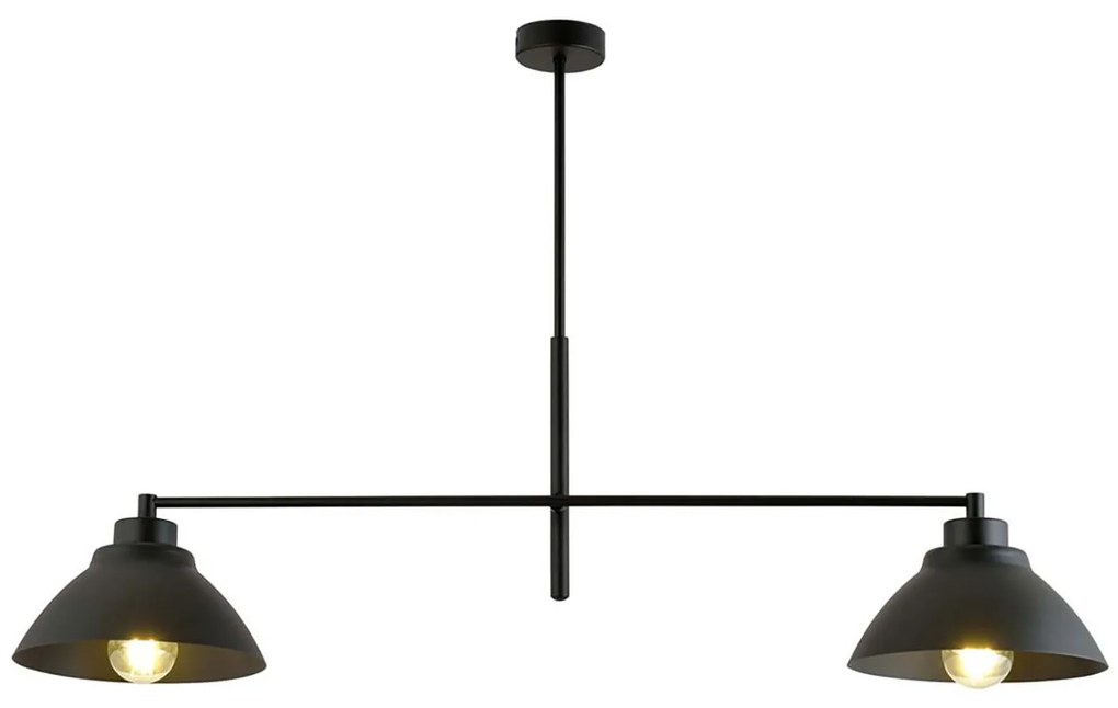 Lampadario Minimal Castore Acciaio Nero 2 Luci E27 Ip20