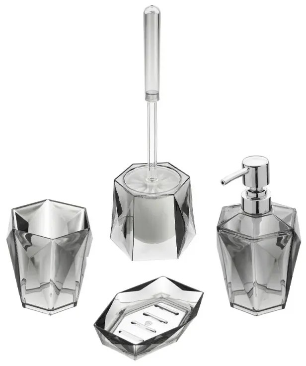 Portaspazzolino Grigio Trasparente In Plastica ABS Diamante