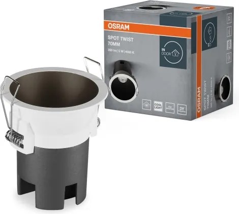 Osram - Faretto da incasso LED SPOT TWIST, 5 W, 230 V, 4000 K, Ø 7 cm, bianco/nero