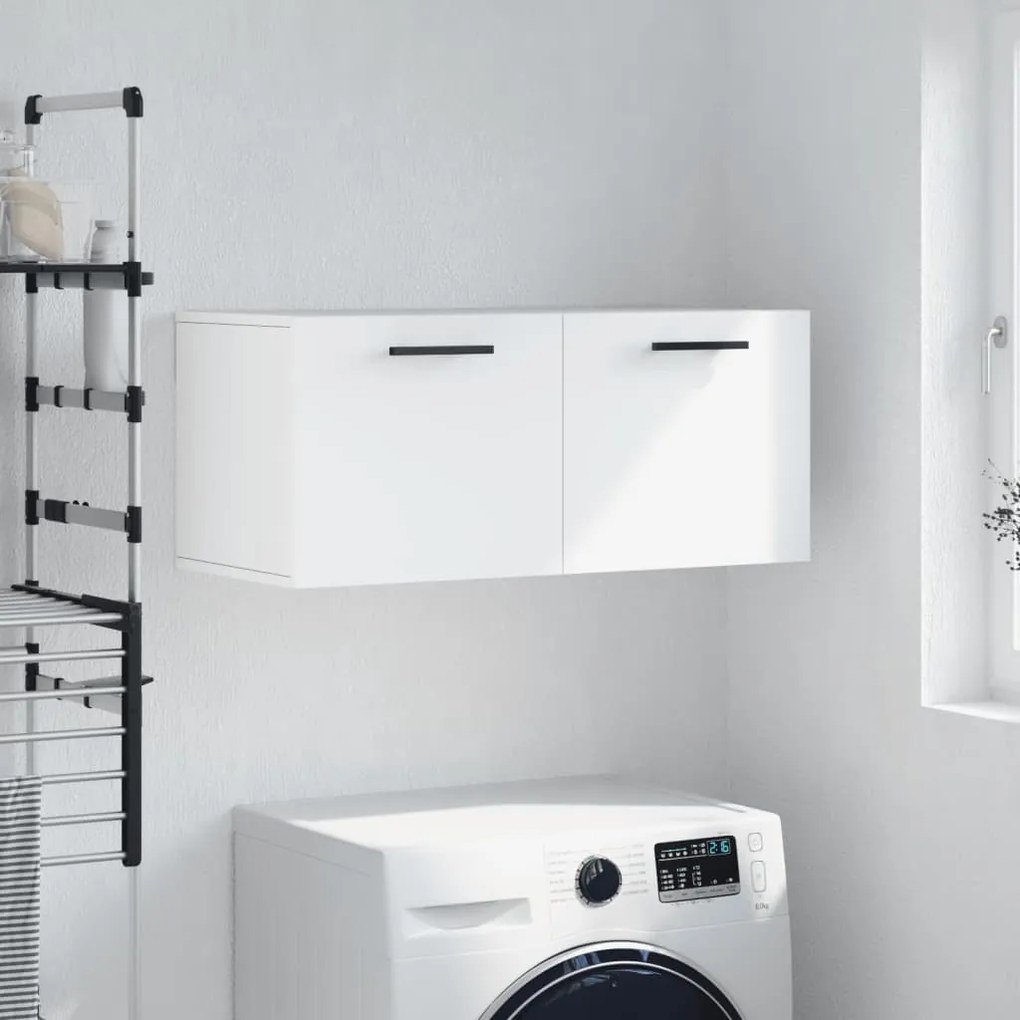 Mobile A Parete Bianco 80x36,5x35 Cm İn Legno Multistrato /