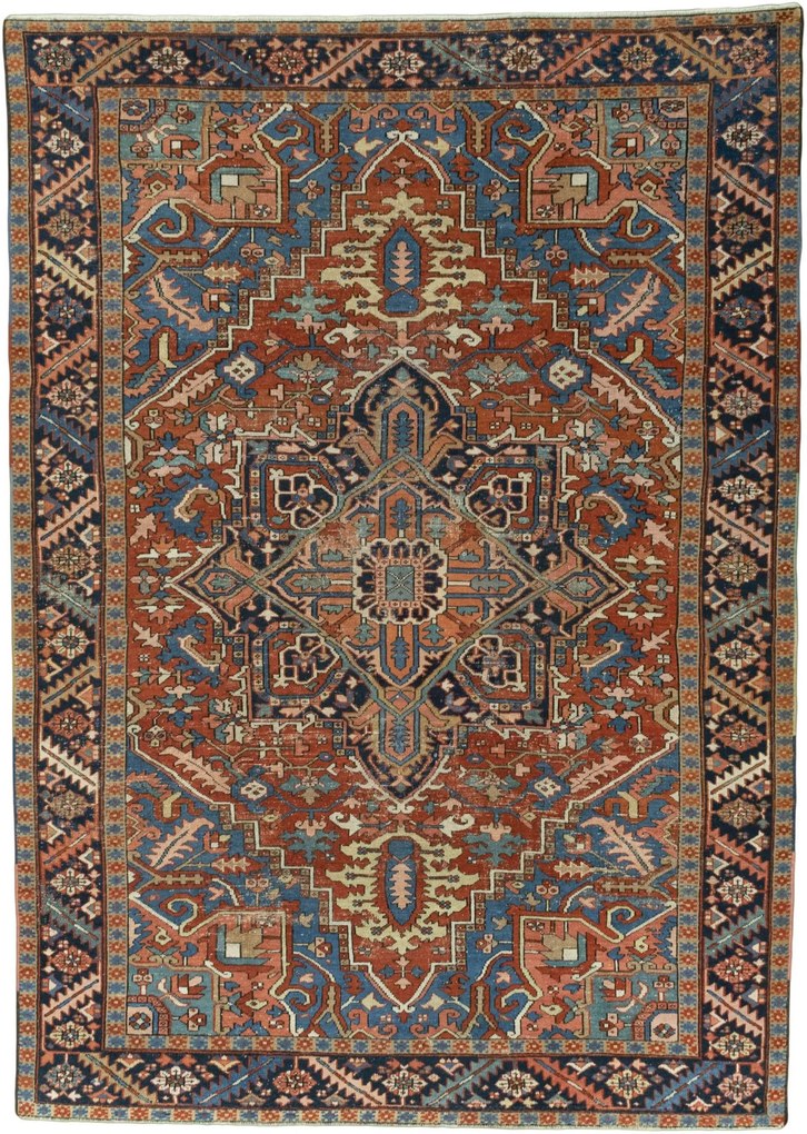 Heriz Tappeto 250x350 Rosso (Iran) Annodato A Mano