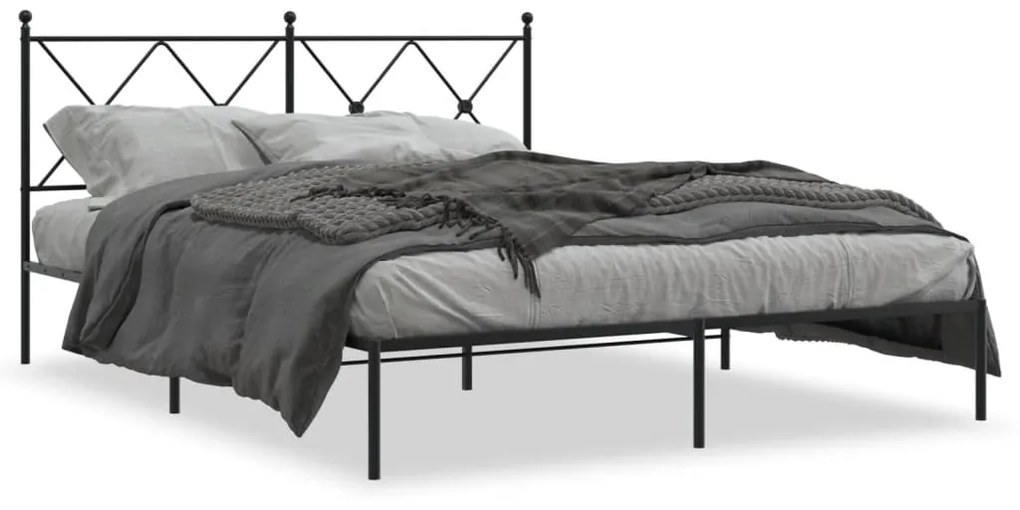 Giroletto Con Testiera İn Metallo Nero 150x200 Cm /