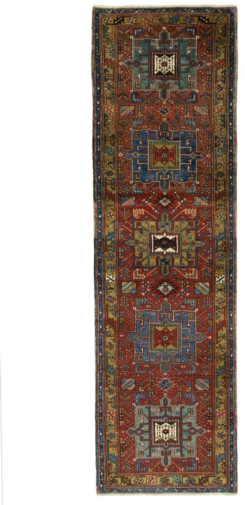 Heriz Tappeto persiano 100 x 330 Rosso (Iran) Annodato A Mano