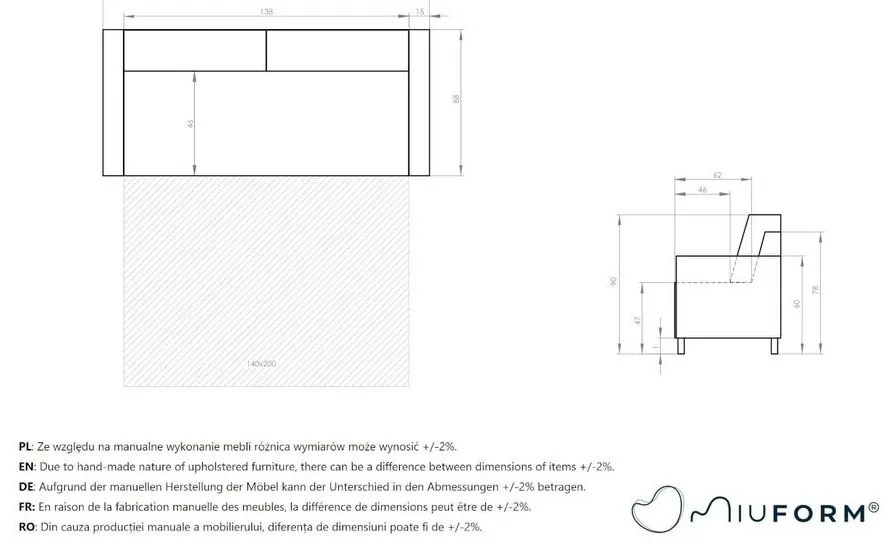 Divano letto grigio scuro 168 cm Lucky Lucy - Miuform
