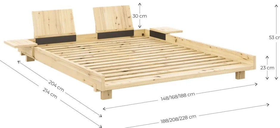 Letto matrimoniale marrone in pino massiccio con rete inclusa 140x200 cm Social – Karup Design