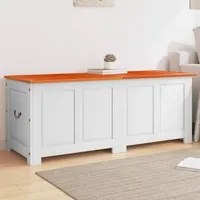 Cassapanca con Coperchio Marrone e Bianco Legno Massello Acacia 364921