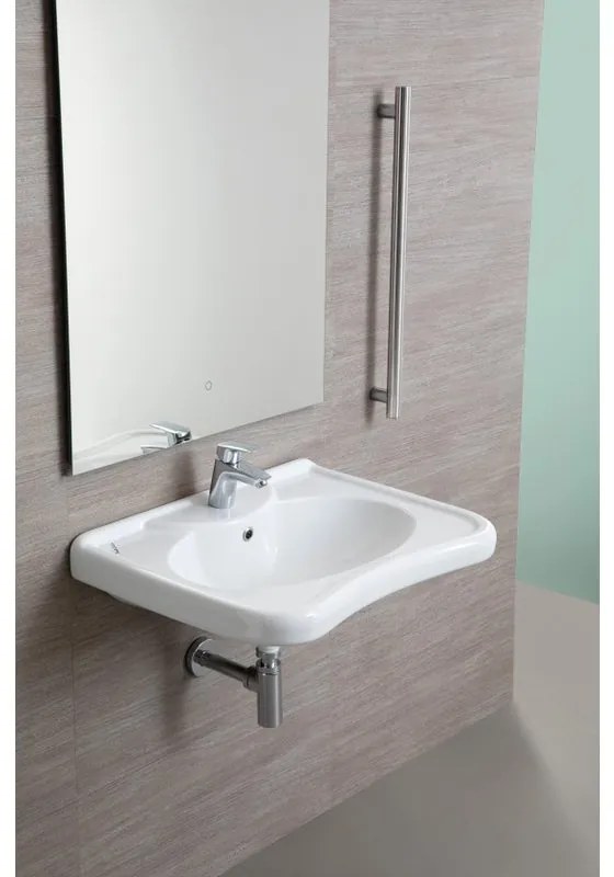 Lavabo sospeso in ceramica bianco lucido