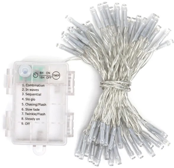 Aigostar - Catena luminosa per esterni a LED, 50 LED, 8 modalità, alimentazione 3xAA, 5,3 m, IP44, multicolore