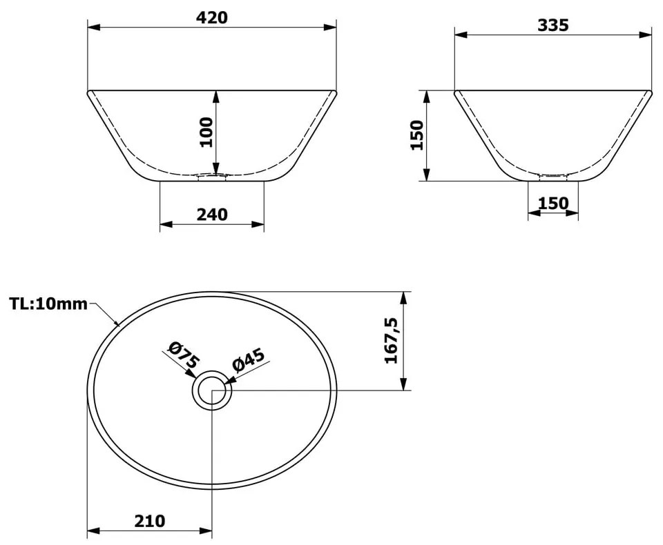 Lavabo bianco in ceramica 42x34 cm Aqualine – Sapho