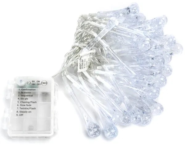 Aigostar - Catena decorativa da esterno LED 50xLED/8 funzioni 5,3m IP44 bianco freddo