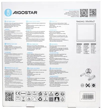 Aigostar - Pannello LED da incasso LED/40W/230V 3000K/4000K/6500K 60x60cm bianco