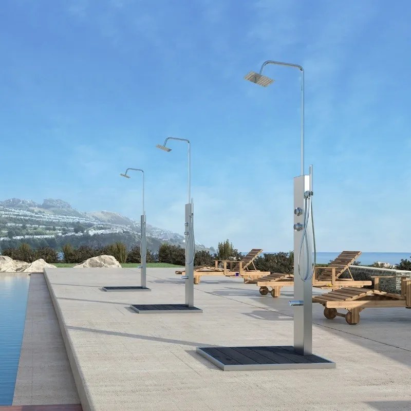 Kamalu - Colonna doccia da esterno in acciaio con pallette miscelatore e doccetta| KL-3000AI