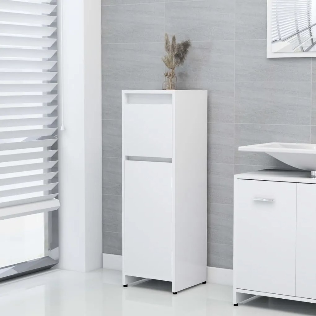 Armadio Da Bagno Bianco 30x30x95 Cm İn Legno Multistrato /