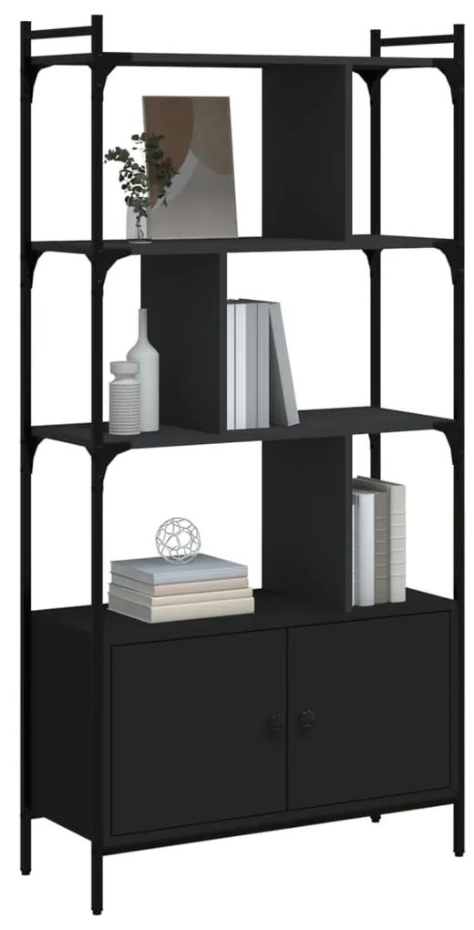 Libreria con ante nera 76,5x30x154,5 cm legno multistrato