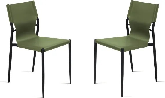Sedia in simil cuoio Verde con struttura in metallo Nero SVEVA 2 sedie